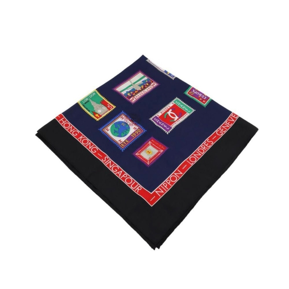 Chanel Multicolored Silk Scarf w/Stamp collection motif..goes with everything - Picture 2 of 4